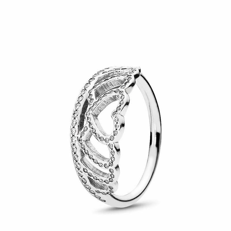 Pandora Hearts Tiara Statement Ring - Sterling Silver/Cubic Zirconia - Canada | RP8481EV